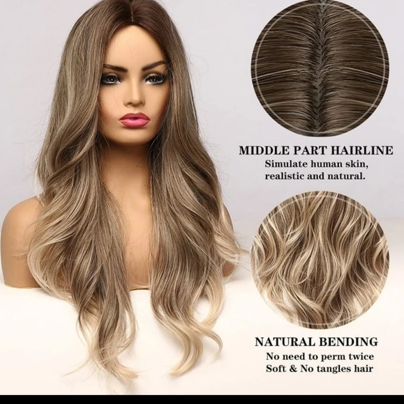 Brown to blonde Ombre long wig - Picture 3 of 6
